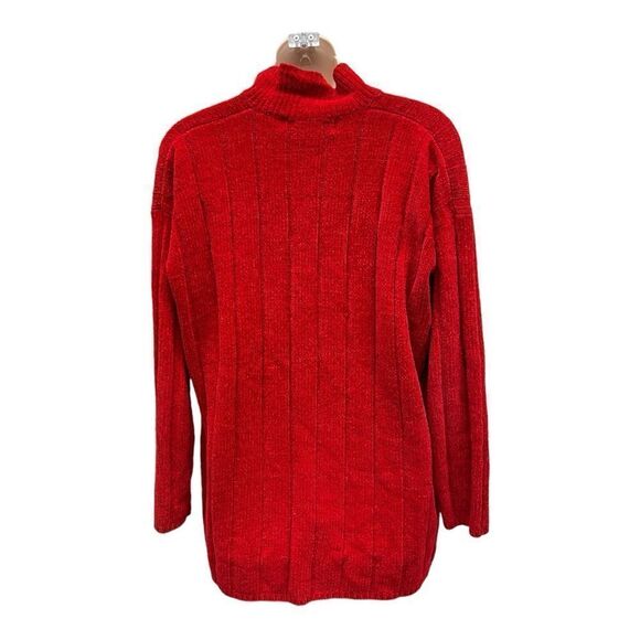 Vintage Karen Scott Red Chenille Button Up Sweater L Soft Cozy Holiday Classic - Picture 5 of 6